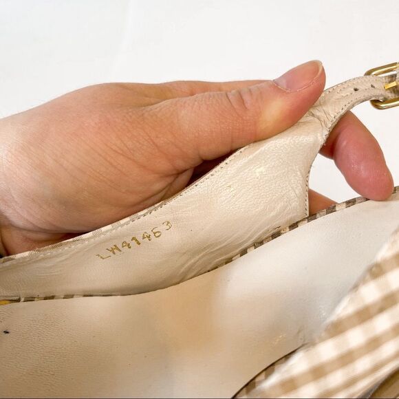 Stuart Weitzman Tan Gingham Platform Pumps Size 9 - Picture 9 of 12